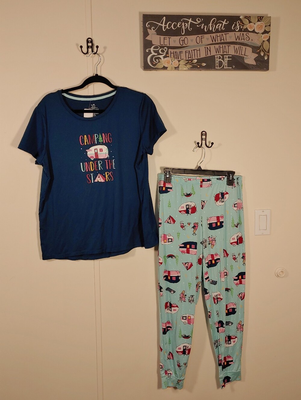 NWOT Secret Treasures medium 8-10 Camping Pajama Set